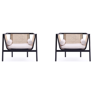 Manhattan Comfort Versailles Wood Accent Chair in Black (Set of 2)