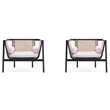 Manhattan Comfort Versailles Wood Accent Chair in Black (Set of 2)