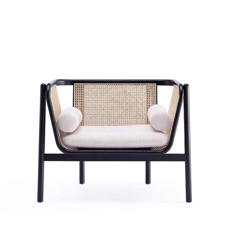 Manhattan Comfort Versailles Wood Accent Chair in Black (Set of 2)
