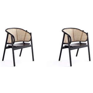 Manhattan Comfort Versailles Wood Armchair in Black (Set of 2)