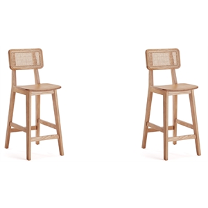 Manhattan Comfort Versailles 25.98&quot Wood Counter Stools in Natural (Set of 2)