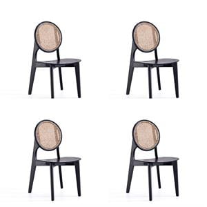 Manhattan Comfort Versailles 16.5&quot Round Wood Dining Chair in Black (Set of 4)