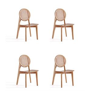 Manhattan Comfort Versailles 16.5&quot Round Wood Dining Chair in Natural (Set of 4)