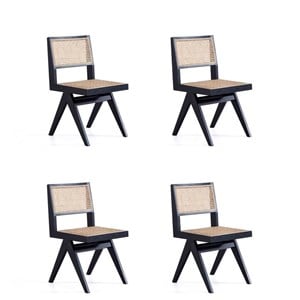 Manhattan Comfort Hamlet 17.72&quot Wood Dining Chair in Black (Set of 4)