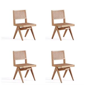 Manhattan Comfort Hamlet 17.72&quot Wood Dining Chair in Natural (Set of 4)