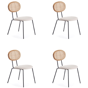 Manhattan Comfort Jardin 17.52&quot Fabric Dining Chair in Natural (Set of 4)