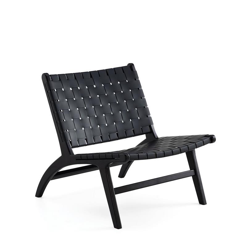 Manhattan Comfort Maintenon Modern Wood Accent Chair in Black (Set of 2)
