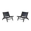 Manhattan Comfort Maintenon Modern Wood Accent Chair in Black (Set of 2)