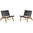 Manhattan Comfort Maintenon Modern Wood Accent Chair in Black/Natural (Set of 2)