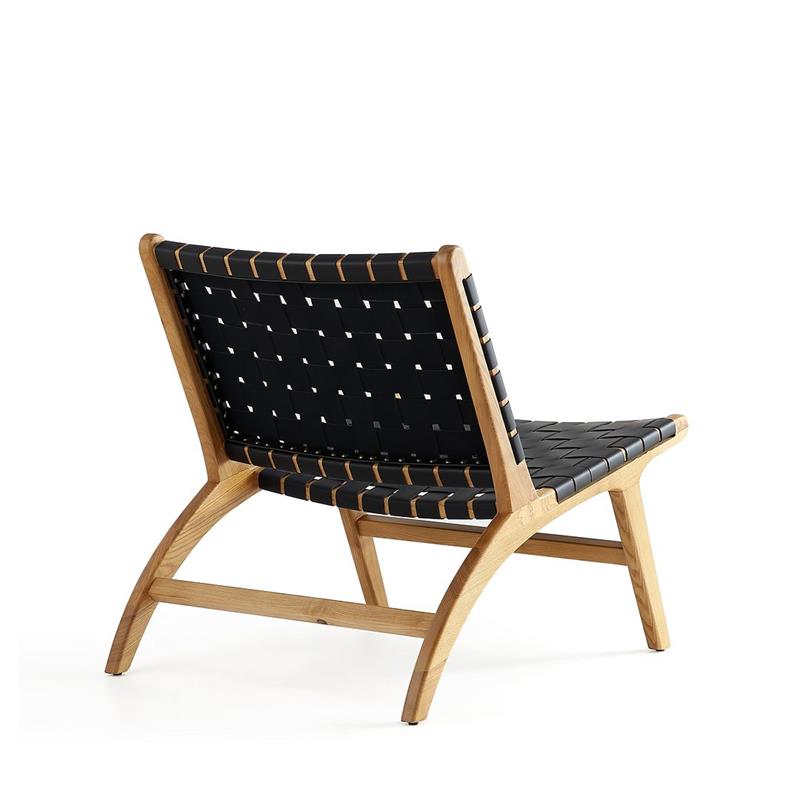 Manhattan Comfort Maintenon Modern Wood Accent Chair in Black/Natural (Set of 2)