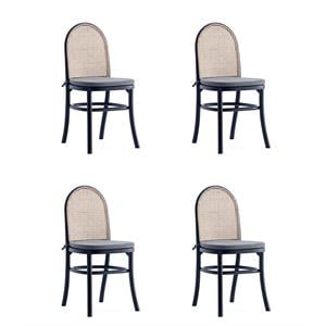 Manhattan Comfort Paragon 19.29&quot Wood Dining Chair w/ Cushion in Black (4 Pc)