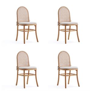 Manhattan Comfort Paragon 19.29&quot Wood Dining Chair w/ Cushion in Natural (4 Pc)