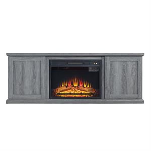 Manhattan Comfort Franklin 2 Sliding Door Wood Fireplace TV Stand in Gray