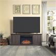 Manhattan Comfort Franklin 2 Sliding Door Wood Fireplace TV Stand in Brown