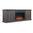 Manhattan Comfort Franklin 2 Sliding Door Wood Fireplace TV Stand in Brown
