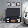 Manhattan Comfort Brighton Wood Fireplace with Media Wire Management in Black
