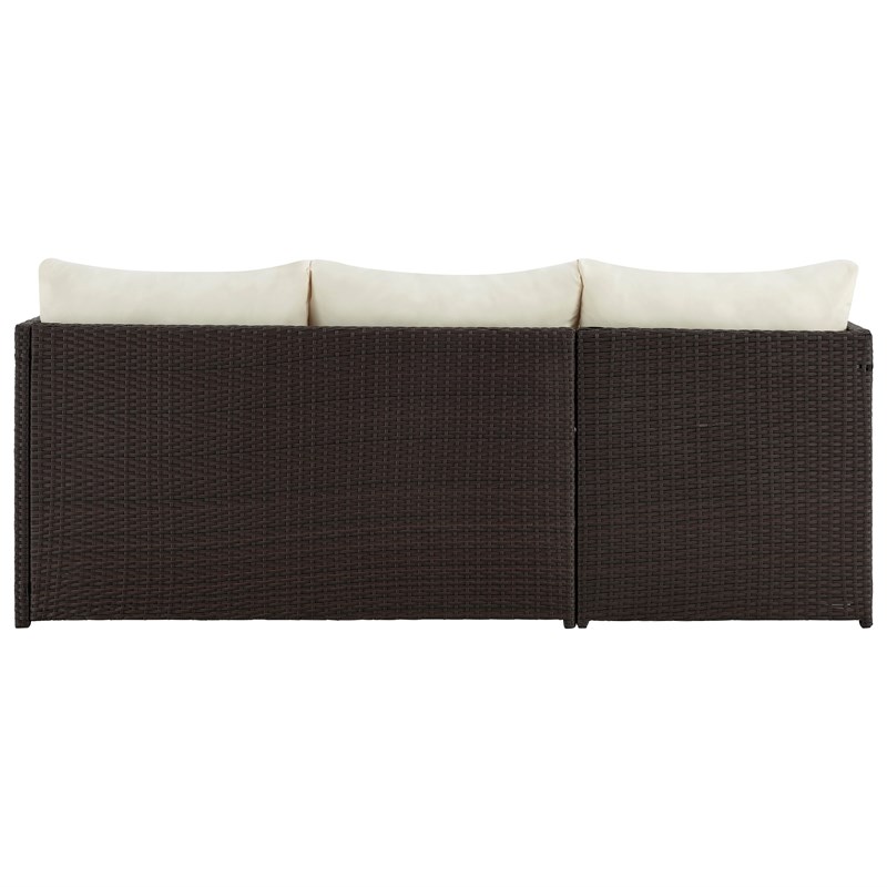 Manhattan Comfort Riviera 4-Seat Rattan Patio Conversation Set in Cream/Gray