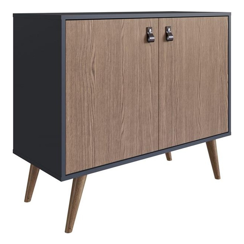 Manhattan Comfort Amber 1-Shelf Engineered Wood Accent Cabinet in Blue/Natural