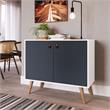 Manhattan Comfort Amber 1-Shelf Engineered Wood Accent Cabinet in White/Blue