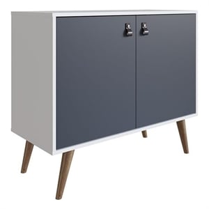 Manhattan Comfort Amber 1-Shelf Engineered Wood Accent Cabinet in White/Blue