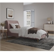 Manhattan Comfort Heather Modern Velvet/Foam Twin Bed in Blush Pink/Gold