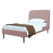 Manhattan Comfort Heather Modern Velvet/Foam Twin Bed in Blush Pink/Black