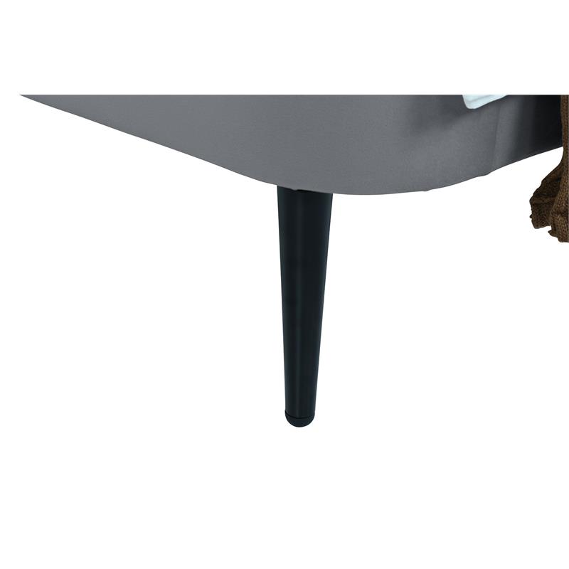 Manhattan Comfort Heather Modern Velvet/Foam Twin Bed in Gray/Black