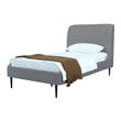 Manhattan Comfort Heather Modern Velvet/Foam Twin Bed in Gray/Black
