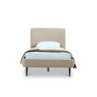 Manhattan Comfort Heather Modern Velvet/Foam Twin Bed in Taupe/Black