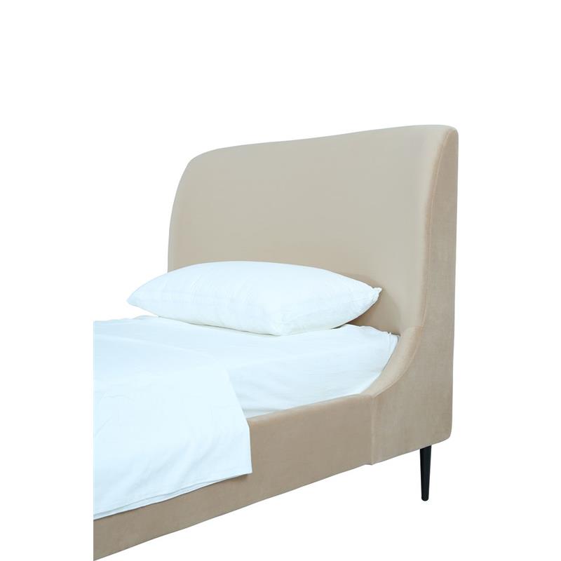 Manhattan Comfort Heather Modern Velvet/Foam Twin Bed in Taupe/Black