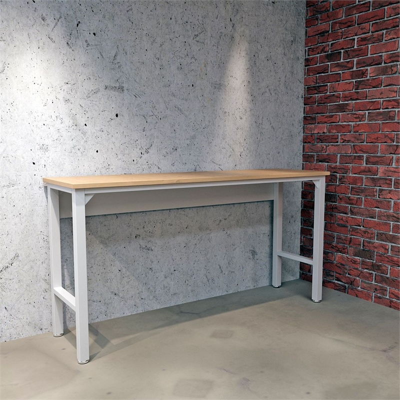 Manhattan Comfort Fortress MDP Wood/Metal Garage Table in White