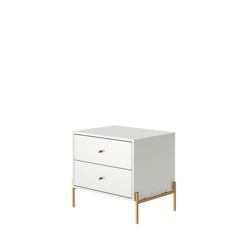 Manhattan Comfort Jasper Engineered Wood Nightstands in White (Set of 2)