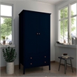 Manhattan Comfort Crown 2-Drawer Wood Full Wardrobe Armoire in Midnight Blue