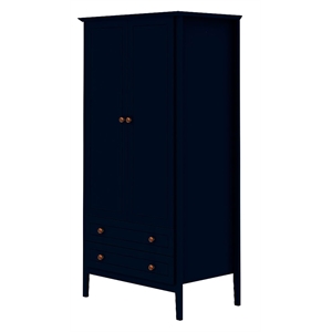 Manhattan Comfort Crown 2-Drawer Wood Full Wardrobe Armoire in Midnight Blue