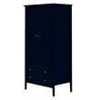 Manhattan Comfort Crown 2-Drawer Wood Full Wardrobe Armoire in Midnight Blue