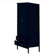 Manhattan Comfort Crown 2-Drawer Wood Full Wardrobe Armoire in Midnight Blue