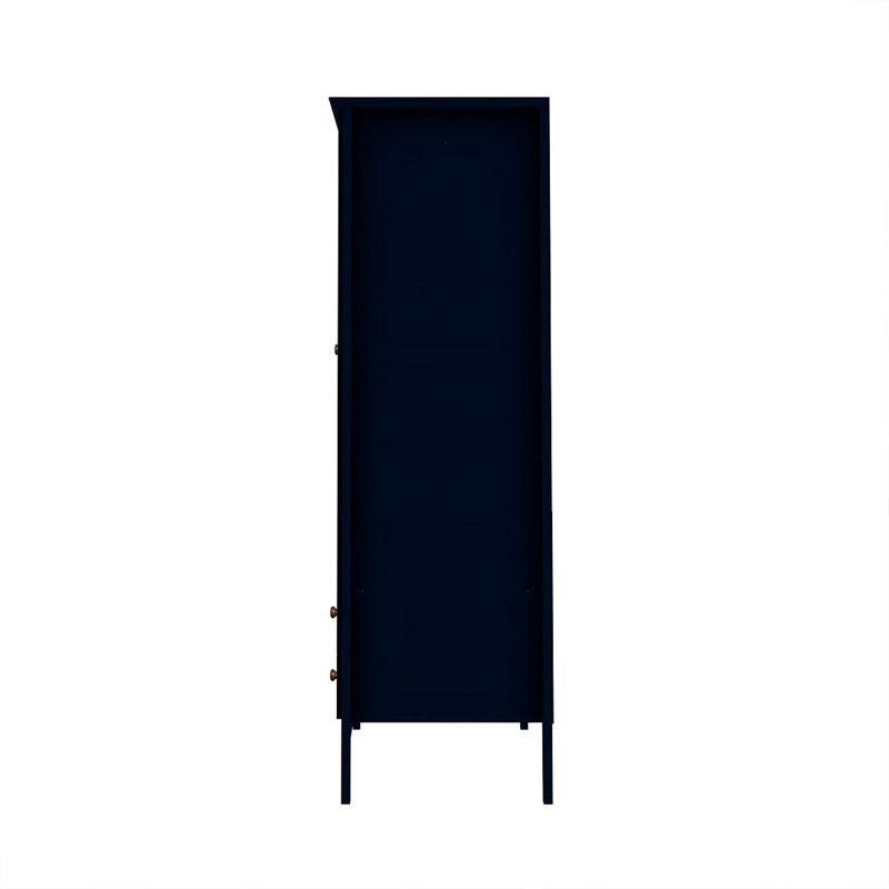 Manhattan Comfort Crown 2-Drawer Wood Full Wardrobe Armoire in Midnight Blue