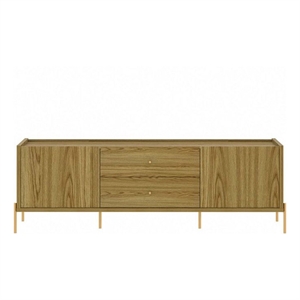 Manhattan Comfort Jasper 72.91 TV Stand with Steel Gold Legs in Oak Pro Touch