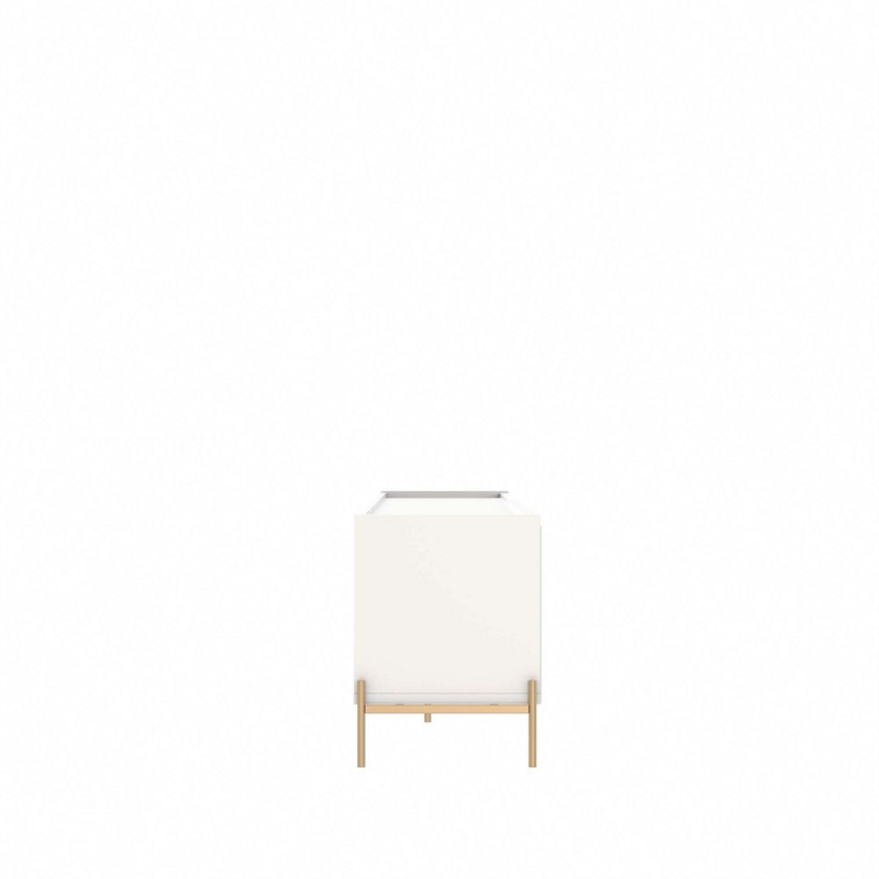 Manhattan Comfort Jasper 86.69 TV Stand with Steel Gold Legs in Off White Matte