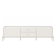 Manhattan Comfort Jasper 86.69 TV Stand with Steel Gold Legs in Off White Matte
