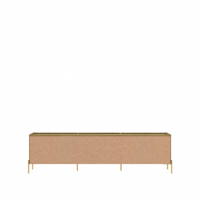 Manhattan Comfort Jasper 86.69 TV Stand with Steel Gold Legs in Oak Pro Touch