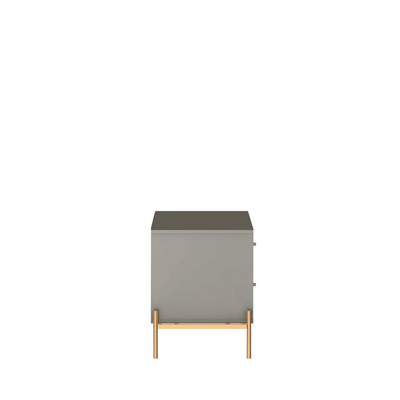 Manhattan Comfort Jasper Engineered Wood Nightstand in Gray Gloss/Gold
