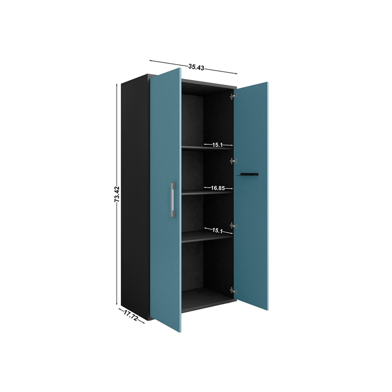 Manhattan Comfort Eiffel 3-Piece Engineered Wood Storage Cabinets in Blue