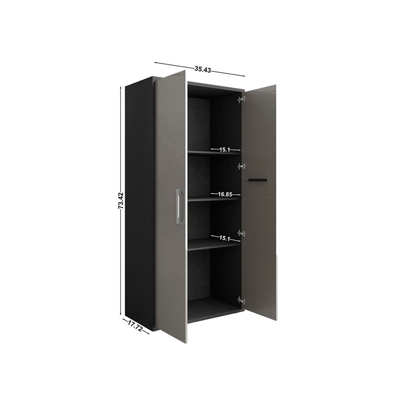 Manhattan Comfort Eiffel 3-Piece Engineered Wood Storage Cabinets in Gray