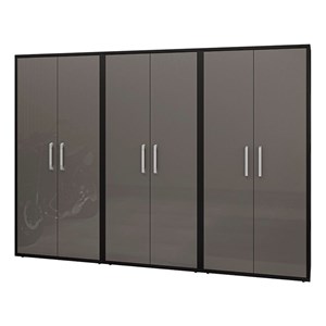 Manhattan Comfort Eiffel 3-Piece Engineered Wood Storage Cabinets in Gray