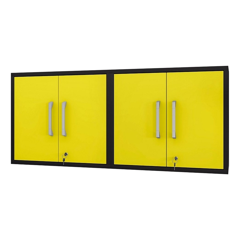 Manhattan Comfort Eiffel 2-Piece Wood Floating Garage Cabinets in Yellow