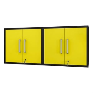 Manhattan Comfort Eiffel 2-Piece Wood Floating Garage Cabinets in Yellow