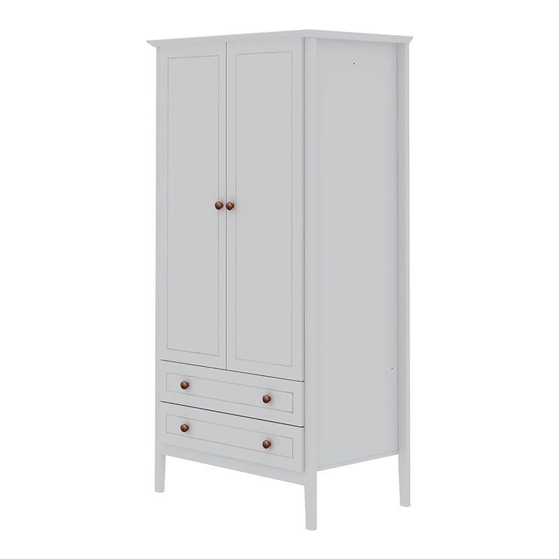 Manhattan Comfort Crown 2-Drawer Wood Full Wardrobe Armoire in White