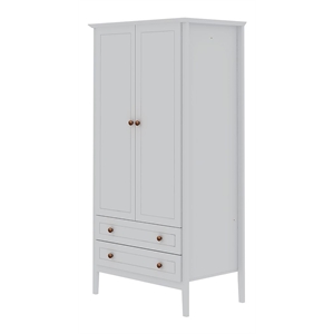 Manhattan Comfort Crown 2-Drawer Wood Full Wardrobe Armoire in White