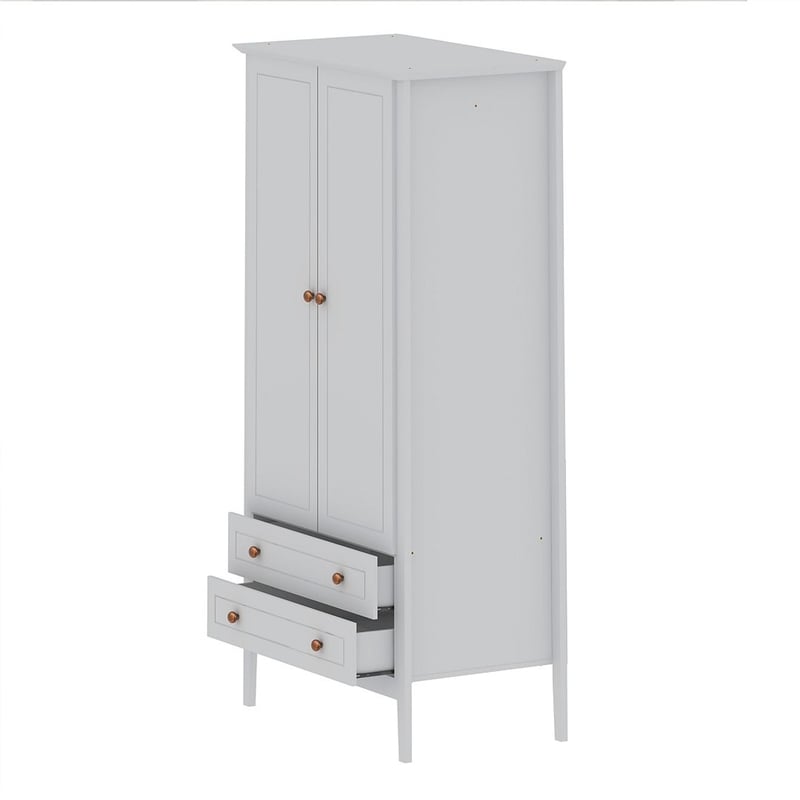 Manhattan Comfort Crown 2-Drawer Wood Full Wardrobe Armoire in White
